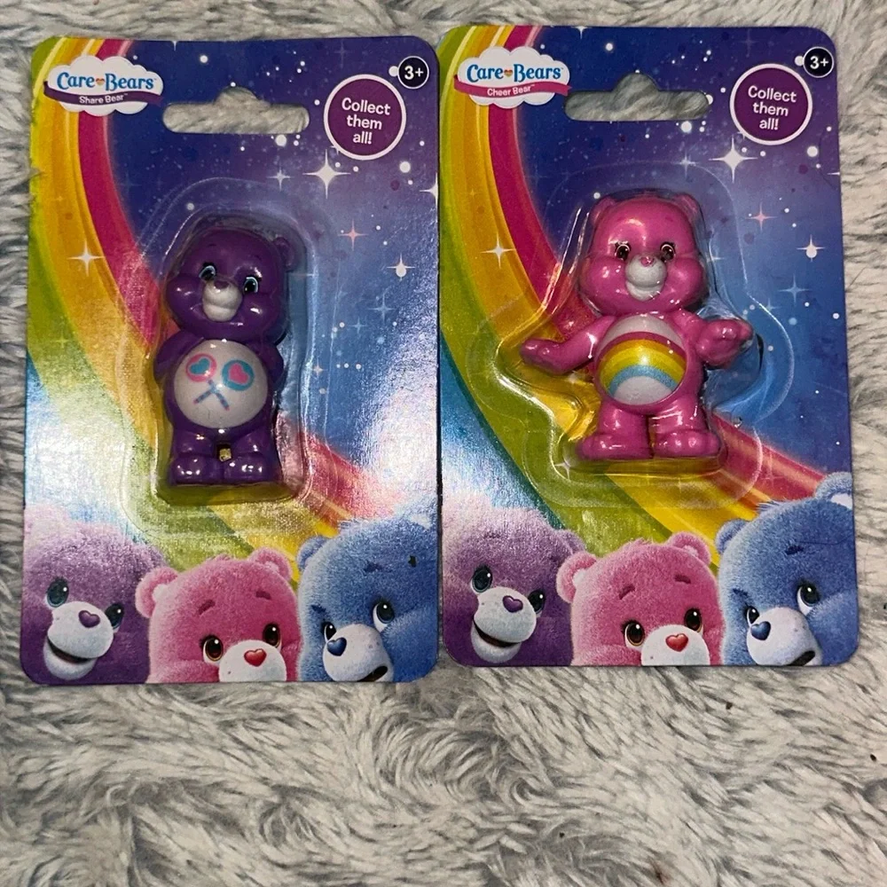 Set‎ of 2 Mini Care Bear Figurines. NWT Share Bear and Cheer